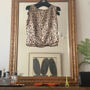 Silk leopard print sleeveless top